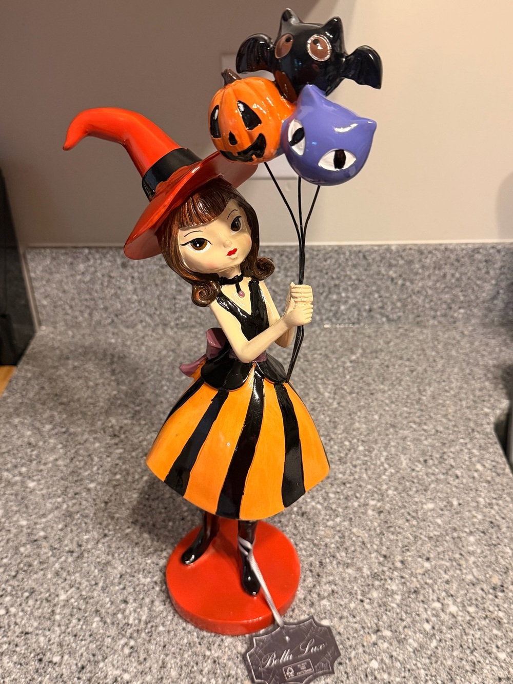 Bella Luxx Halloween Witch Figurine in Orange, Black & Purple